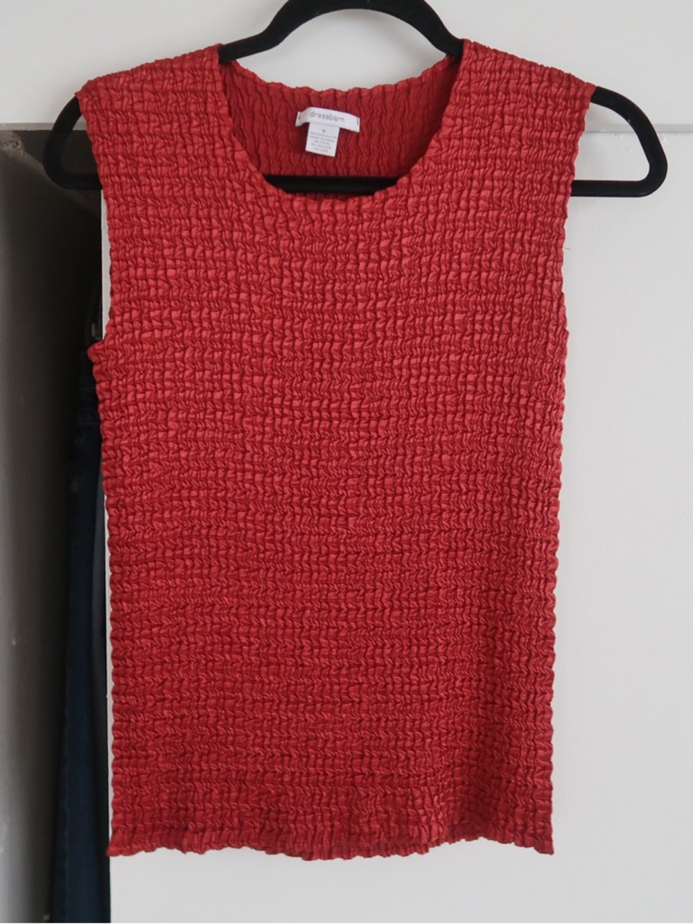 Vintage Dressbarn Red Rust Crinkle Textured Sleeveless Stretch Tank Top
